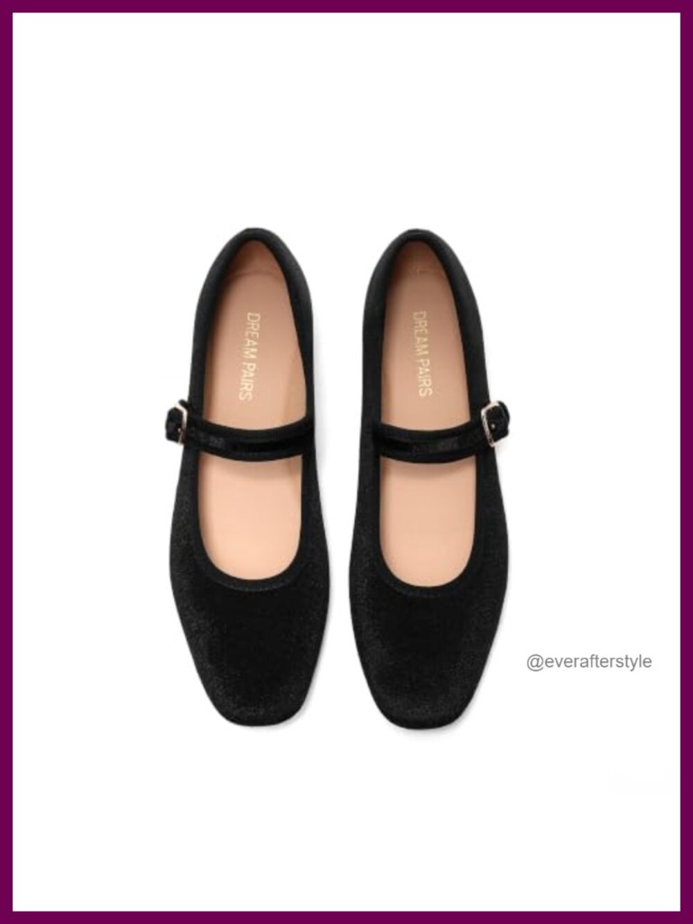 Women's Velvet Mary Jane Ballet Flats Square Toe Buckle Comfort